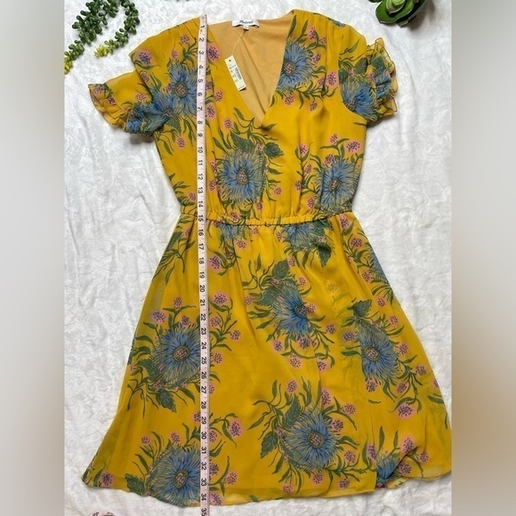 Madewell Sweetgrass Ruffle Sleeved Georgette Dress in Painted Blooms NWT Size 0 - Picture 16 of 16
